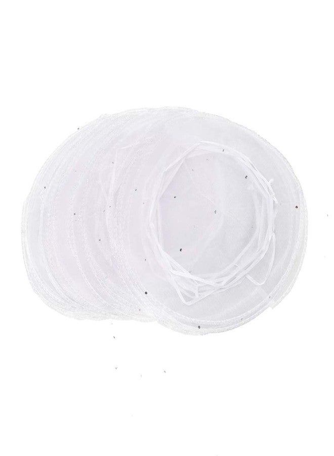 Bezall 100Pcs White Organza Tulle Circles with Drawstring, Round Organza Bags Jewelry Candy Pouch Christmas Wedding Party Favor Gift Bags - Image 2